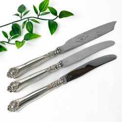 Tre tre-t�rnede vintage s�lvknive Cohr