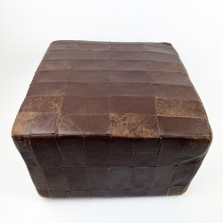 M�rk vintage l�derpuf patchwork