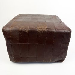 M�rk vintage l�derpuf patchwork