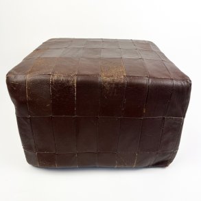 M�rk vintage l�derpuf patchwork