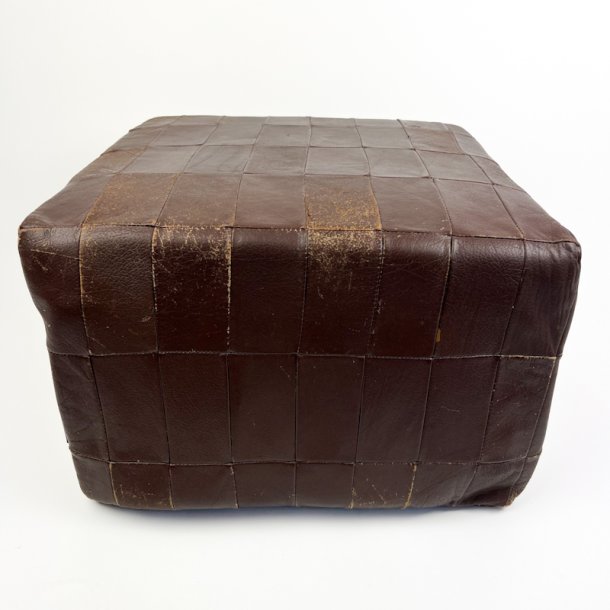 M�rk vintage l�derpuf patchwork