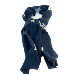 Marineblaues Vintage-Tuch mit Brenmotiv