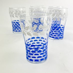 Seks bl� vintage drikkeglas