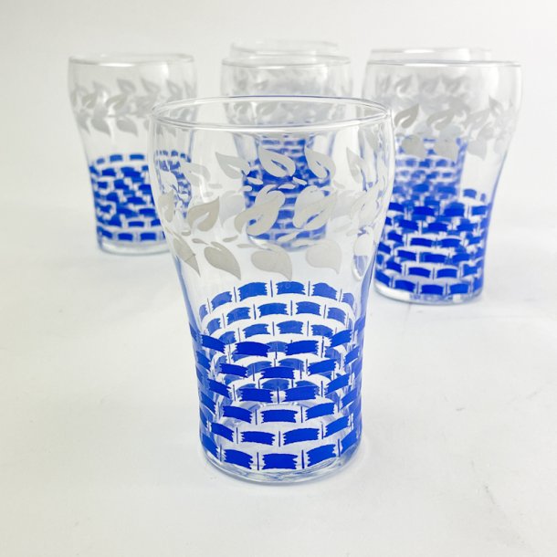 Seks bl� vintage drikkeglas