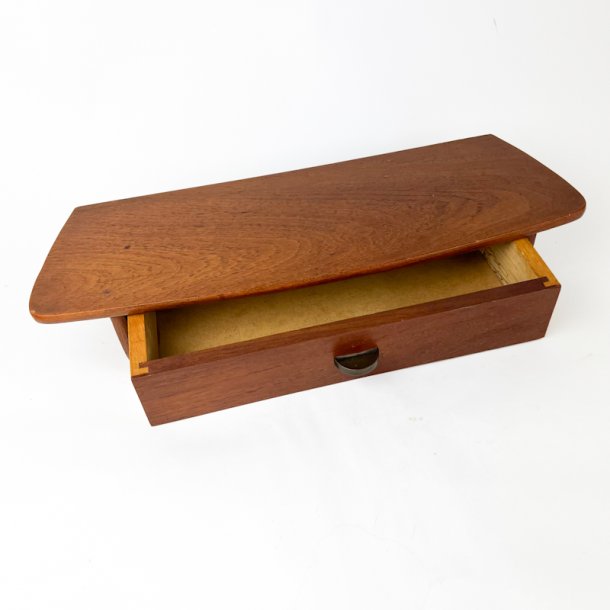 Teak vintage v�ghylde med skuffe