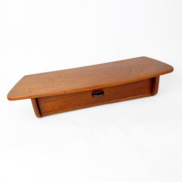 Teak vintage v�ghylde med skuffe