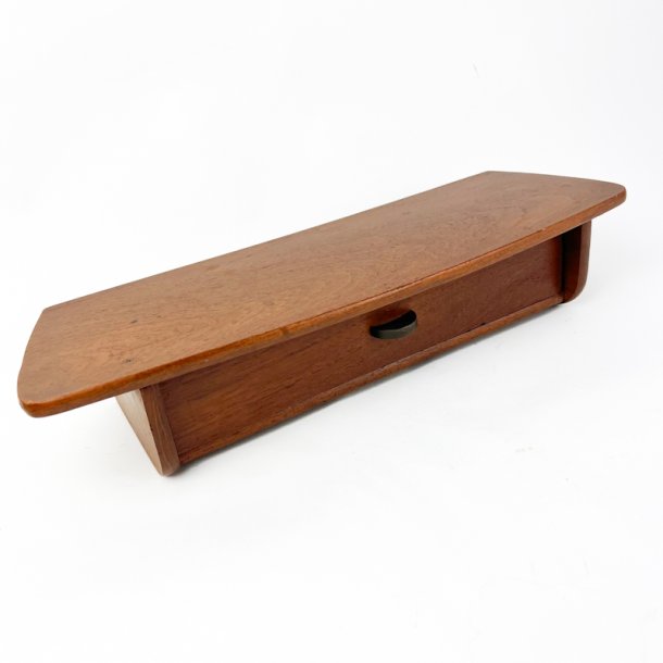 Teak vintage v�ghylde med skuffe