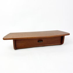 Teak vintage v�ghylde med skuffe