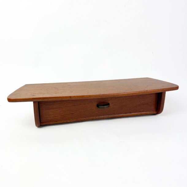 Teak vintage v�ghylde med skuffe