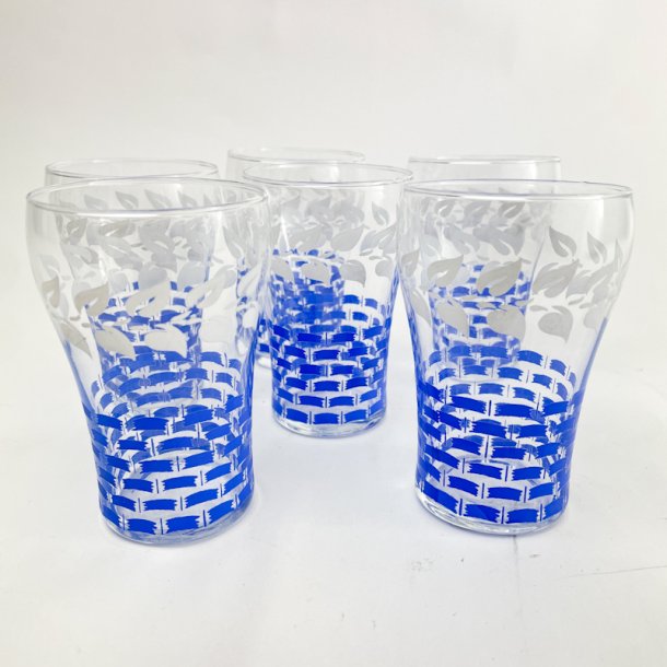 Seks bl� vintage drikkeglas