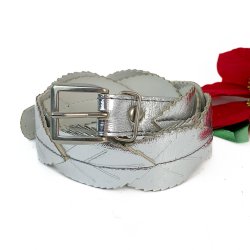 Silberfarbenes Vintage-Grtel mit Blattmuster