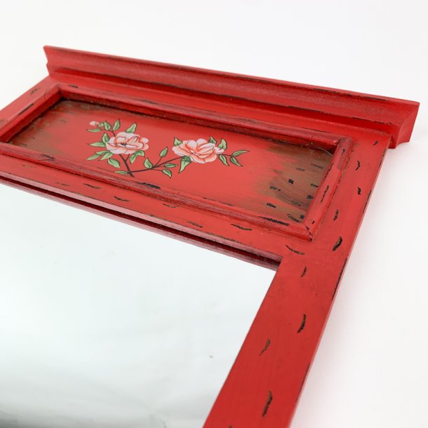 Rdt retro spejl med rosemotiv
