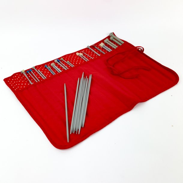 Rote Retro-Stricknadelmappe