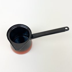 Orangebrunt retro emaljekaffekande