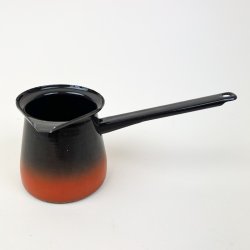 Orangebrunt retro emaljekaffekande