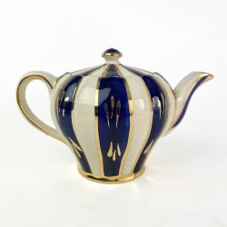 Engelsk vintage tekande med bl� og guld