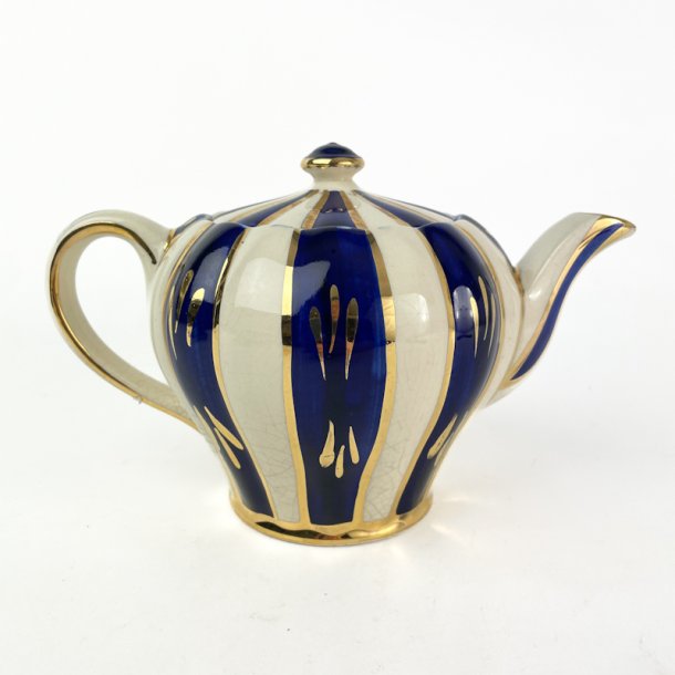 Engelsk vintage tekande med bl� og guld