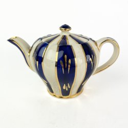 Engelsk vintage tekande med bl� og guld