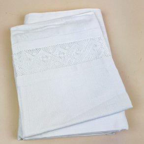 Vintage damask senget�j med kniplingsmellemv�rk