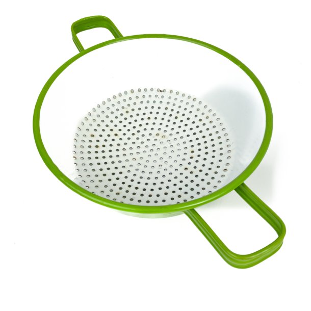 Grnes Retro Emaille-Sieb