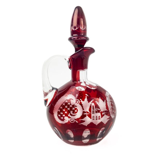 Rote Vintage-Karaffe aus b�hmischem Kristallglas