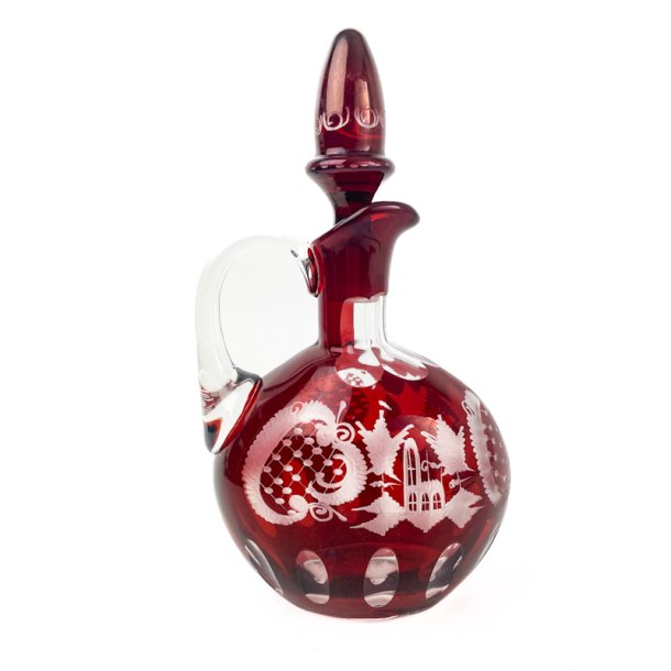 Rote Vintage-Karaffe aus b�hmischem Kristallglas