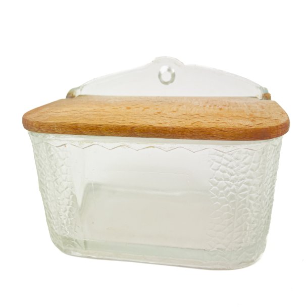 Vintage saltkar i glas med trlg