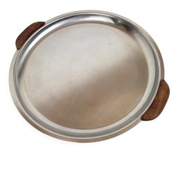 Rund vintage st�lbakke med palisander