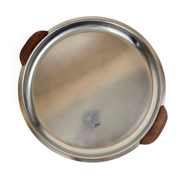 Rund vintage st�lbakke med palisander