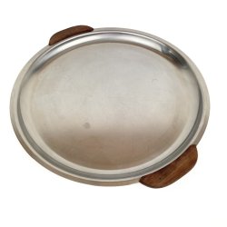 Rund vintage st�lbakke med palisander