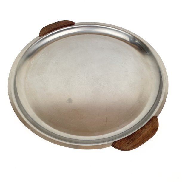 Rund vintage st�lbakke med palisander