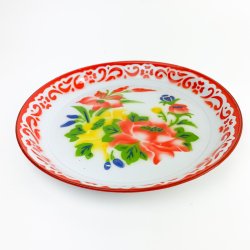 Blomstret retro emaljefad