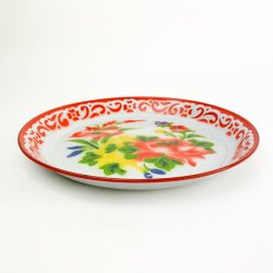 Blomstret retro emaljefad