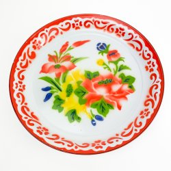 Blomstret retro emaljefad