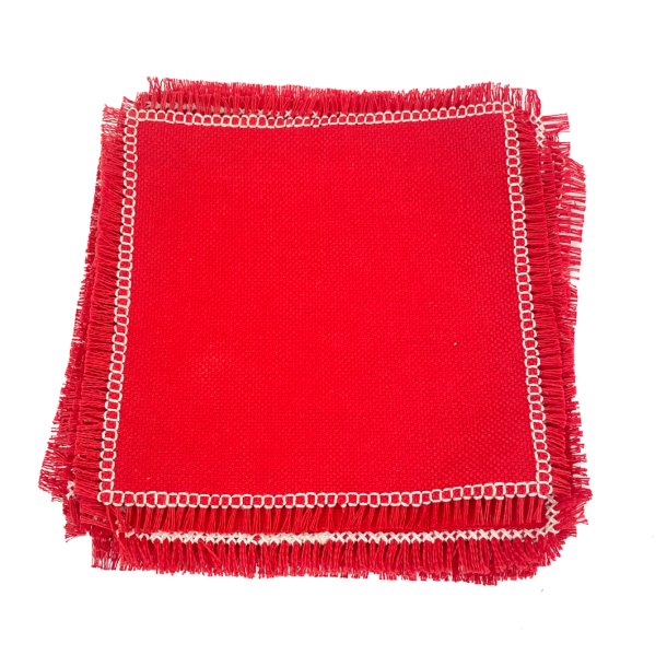 Fjorten rde retro mellemlgsservietter