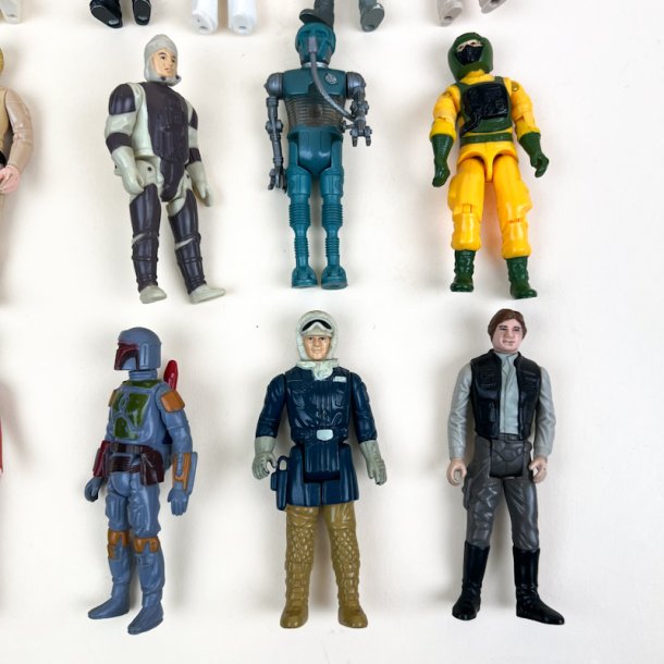 Seksten originale vintage Star Wars-figurer