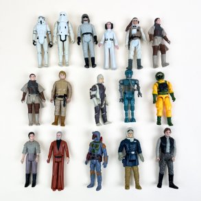 Seksten originale vintage Star Wars-figurer