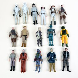 Seksten originale vintage Star Wars-figurer