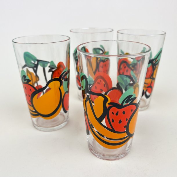 Fire farverige retro frugtglas