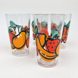 Fire farverige retro frugtglas