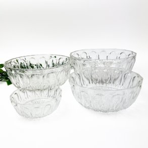 Fire m�nstrede vintage glassk�le
