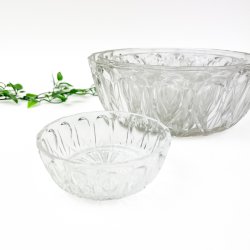 Fire m�nstrede vintage glassk�le