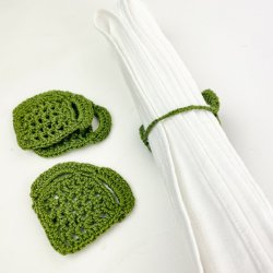 Fire grnne hklede servietringe