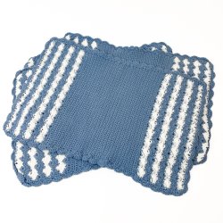 Fire hklede retro dkkeservietter i bl og hvid