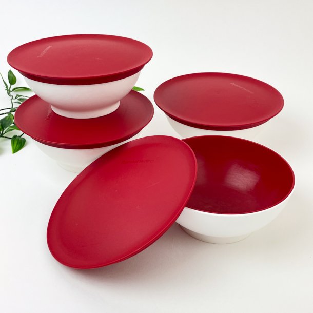 Fire rde retro Tupperware-skle