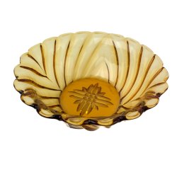 Bernsteinfarbene Vintage-Glasschale 