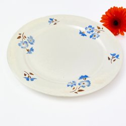 Flacher Teller mit blauen Blumen