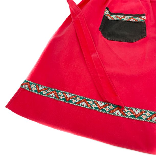 Rote Retro-Schrze mit gewebtem Band