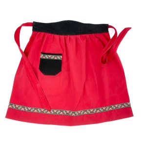 Rote Retro-Schrze mit gewebtem Band