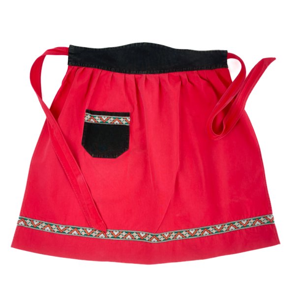 Rote Retro-Schrze mit gewebtem Band